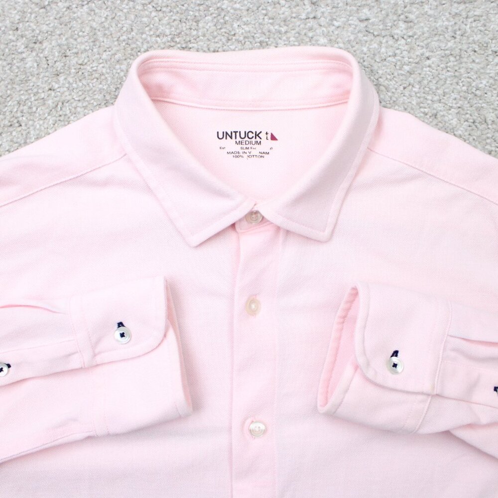 UNTUCKIT Shirt‎ Mens Medium Pink 100% Cotton Long Sleeve Button Up